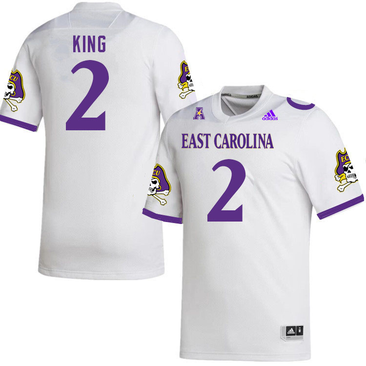 Men #2 Devon King ECU Pirates College Football Jerseys Stitched-White